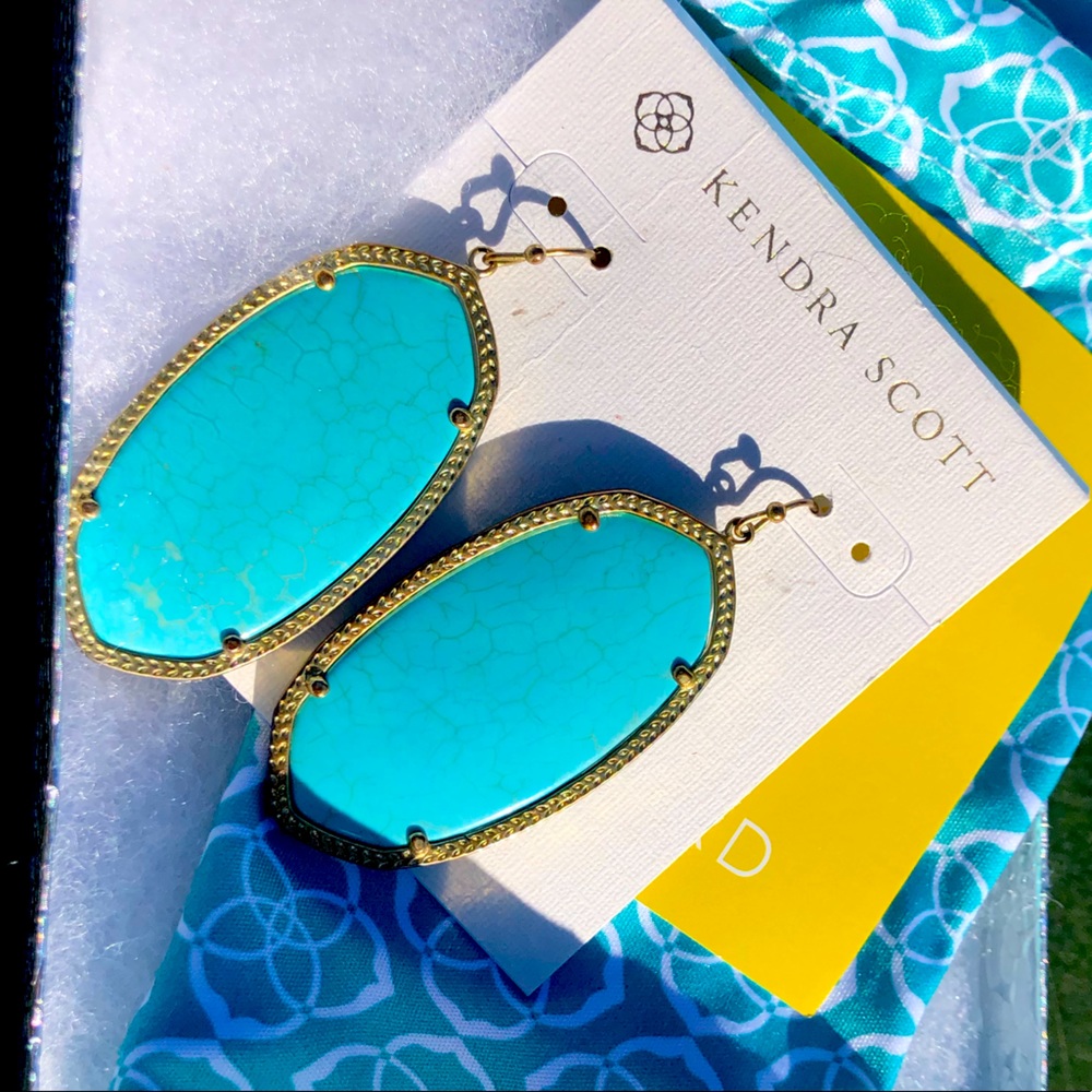 Kendra Scott Earrings Large Turquoise Gold